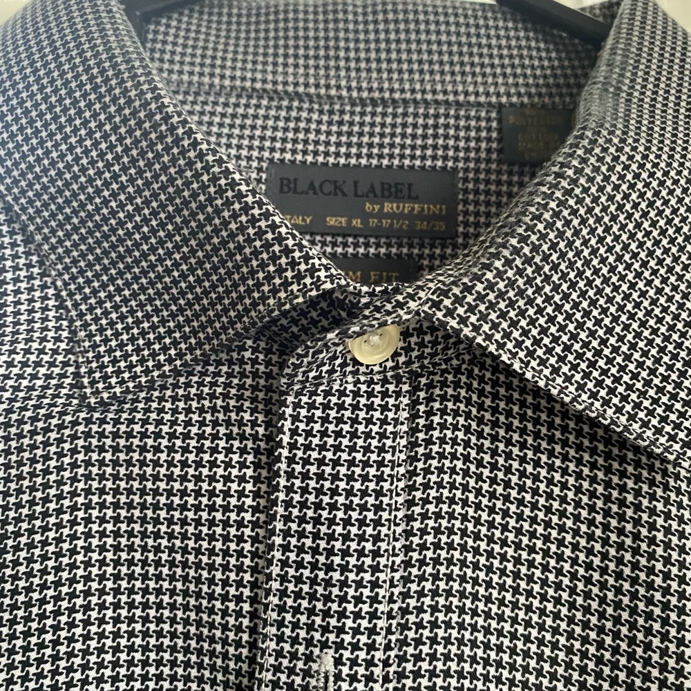 Men's Houndstooth Black Label By Ruffini Dress Shirt Slim Fit